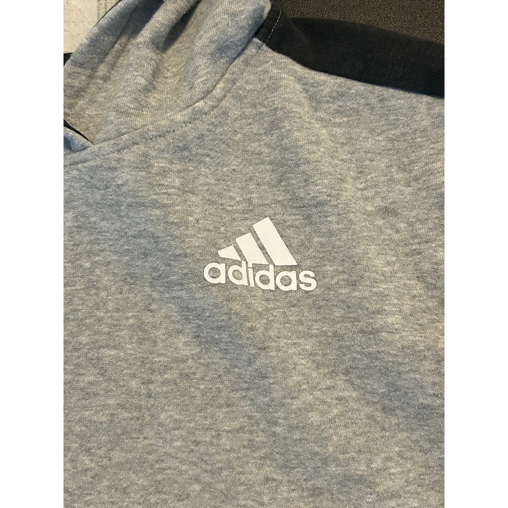 Adidas Boys Gray Pullover Hoodie Sweatshirt Size Large 14/16 Heather Gray 1518 - Picture 7 of 11